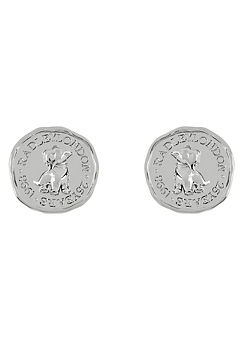 Ladies Signature Penny Silver Plated Hammered Penny Stud Earrings by Radley London