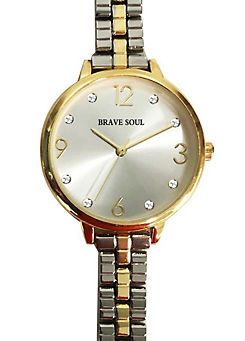 Ladies Silver & Gold Watch by Brave Soul