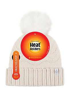 Ladies Zig Zag Turnover Cuff Pom Pom Hat by Heat Holders