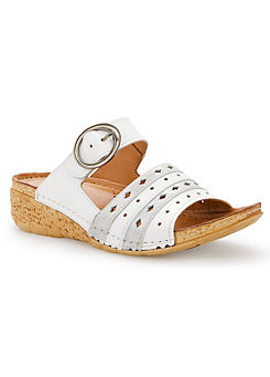 Large Buckle Wedge Mules by Riva
