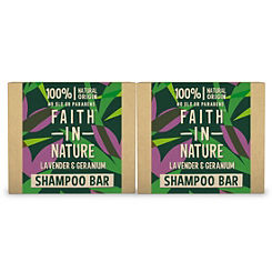 Lavender & Geranium Shampoo Bar Set Of 2 by Faith In Nature