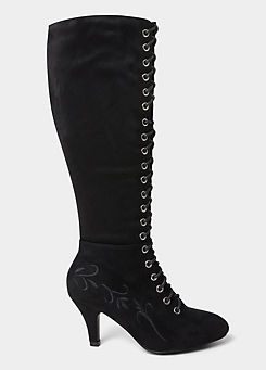 Layla Lace Up Embroidered Boots by Joe Browns