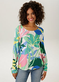 Leaf Print Blouse by Aniston