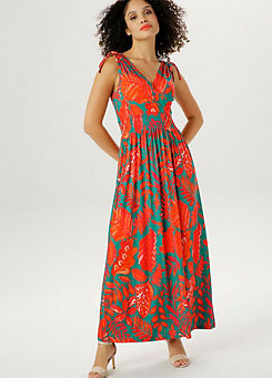 Leaf Print Summer Maxi Dress by Aniston