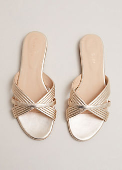Leather Flat Slider Sandals by Phase Eight
