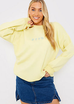 Lemon Sunflower Embroidered Sweatshirt by In The Style x Jac Jossa