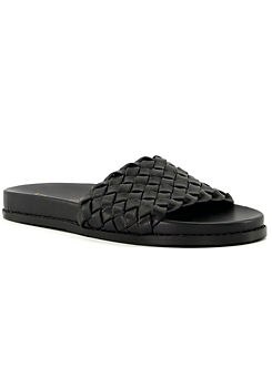 Leni Black Woven Footbed Sandals by Head Over Heels By Dune