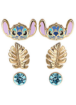 Lilo & Stitch Blue and Gold Coloured 3 Piece Earring Set by Disney