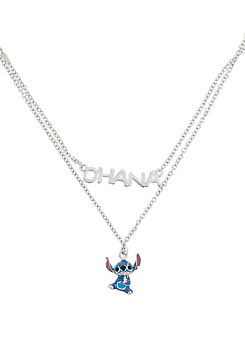 Lilo & Stitch Silver & Blue Double Chain Pendant Necklace by Disney