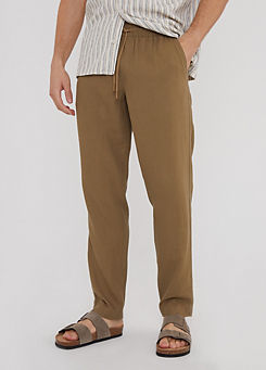Linen Blend Drawcord Trousers by Threadbare