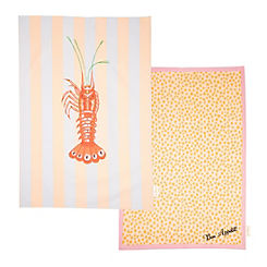 Lobster Set of 2 Cotton Tea Towels by Yvonne Ellen