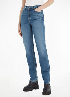 Logo Badge Straight Jeans by Tommy Hilfiger