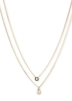 Logo Crystal Double Pendant in Gold Tone by DKNY