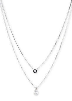 Logo Crystal Double Pendant in Silver Tone by DKNY