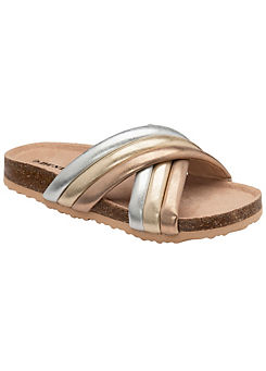 Lois Quilted Crossover Strap Slides by Dunlop