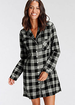 Long Sleeve Checked Nightshirt by H.I.S