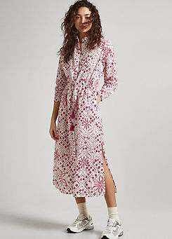 Long Sleeve Printed Shirt Dress by Pepe Jeans