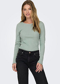 Long Sleeve Round Neck Cotton Top by Only