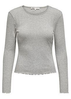 Long Sleeve Round Neck Cotton Top by Only