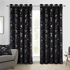 Lucia Pair of Soft Velour Thermal Interlined Eyelet Curtains by Home Curtains