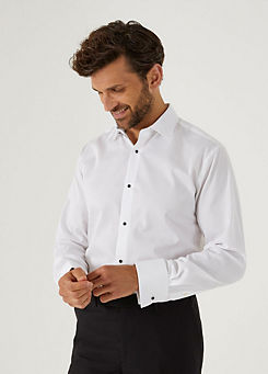 Luxury White Long Sleeved Tailored Fit Dress Shirt by Skopes