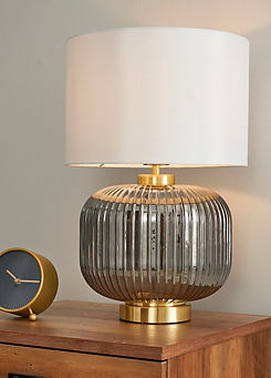 Lyna Smoked Glass/Brass Finish Table lamp by BHS