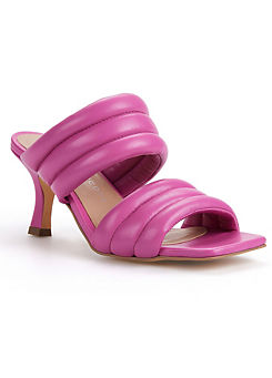Magenta Leather Padded Double Strap Mules by Kaleidoscope