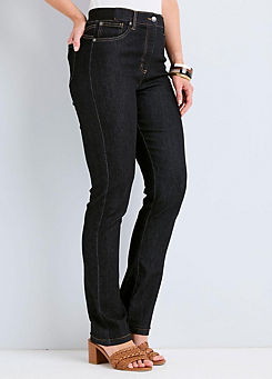 Magic Comfort Stretch Straight-Leg Jeans by Cotton Traders