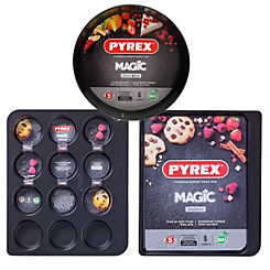 Magic Metal Bakeware Bundle -Oven Tray /Cake Tin/ Muffin Tray Set by Pyrex
