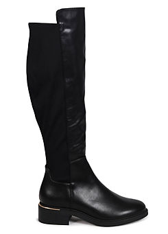 Majesty Black Faux Leather Classic Knee High Riding Boots by Linzi