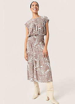Marian Smock Midi Printed Dress by Soaked in Luxury