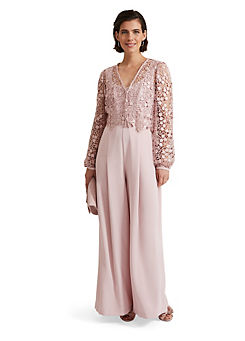 Mariposa Pale Pink Lace Jumpsuit by Phase Eight