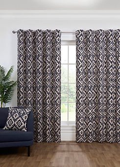 Marrakech Pair of Lined Eyelet Printed Curtains by Sundour