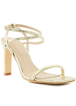 Matchmaker Gold Reptile Asymmetric Heeled Sandals by Head Over Heels By Dune