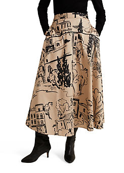 Mavis Tuscan Print Midi Skirt by Phase Eight