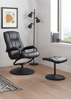 Memphis Faux Leather Swivel Recliner Chair & Footstool by Birlea