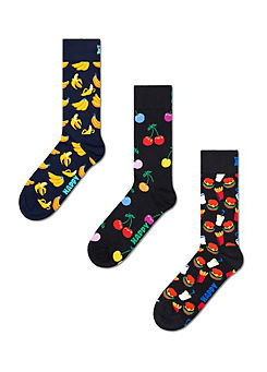 Mens 3 Pack Classic Banana Socks by Happy Socks