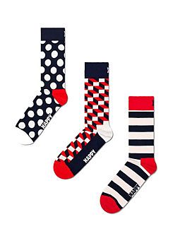 Mens 3 Pack Classic Filled Optic Socks by Happy Socks