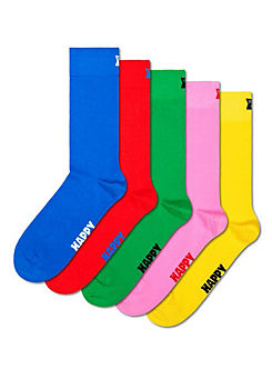 Mens 5 Pack Solid Socks by Happy Socks