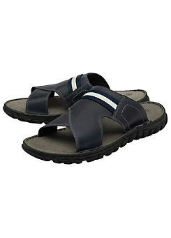 Mens Bastion Blue Leather Sandals by Lotus