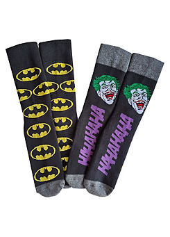 Mens Batman & Joker 2Pk Slipper Socks by DC Comics