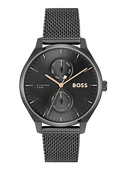 Mens Black Plated Watch by Boss