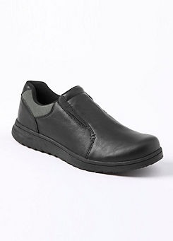 Mens Black Slip-On Shoes by Cotton Traders