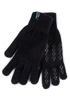 Mens Black Stretch Knitted SmarTouch™ Gloves by Totes