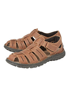 Mens Bruno Tan Leather Sandals by Lotus