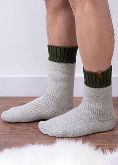 Mens Chunky Thermal Wool Blend Slipper Socks by Totes