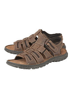 Mens Dylan Brown Leather Sandals by Lotus
