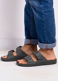 Mens Grey Bounce Buckle Adjustable Sliders by Totes