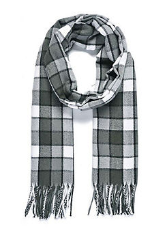 Mens Monochrome Check Winter Tassel Scarf by Intrigue