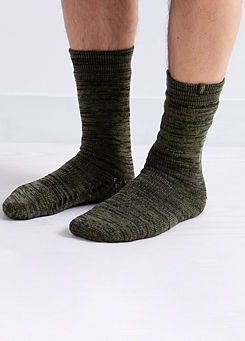 Mens Recycled Thermal Khaki Marl Slipper Socks by Totes